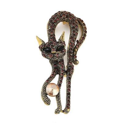 Cat Shape Colorful Rhinestone Brooches