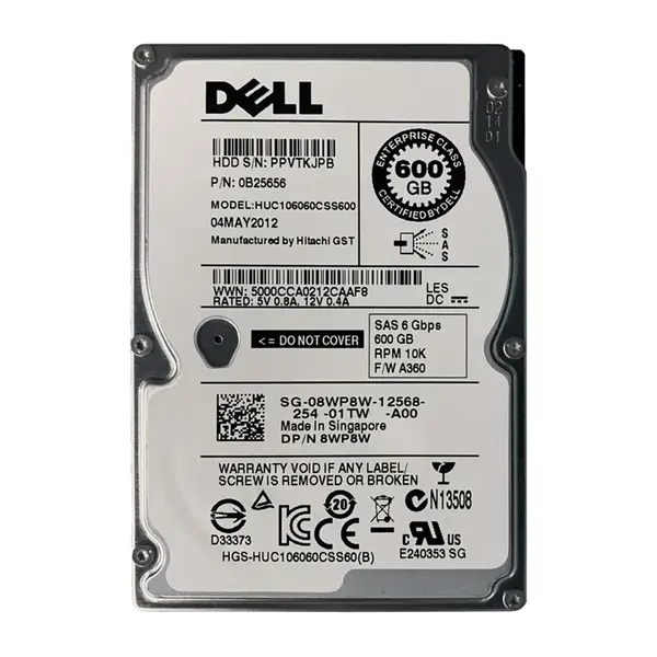 8WP8W Dell 600GB 6Gb/s SAS 10000 2.5-Inch Hard Drive
