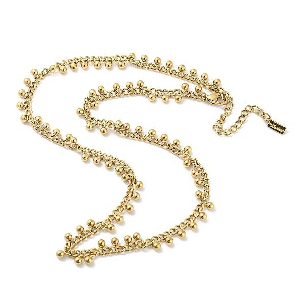 304 Stainless Steel Round Ball Charms Link Chain Necklaces
