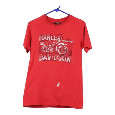 Quebec Harley Davidson Graphic T-Shirt - Small Red Cotton