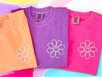 Comfort Colors Retro Flower Smile Face 3D Puff shirt, Fun & Trendy Vintage Graphic, Happy Face Smile Summer T-Shirt