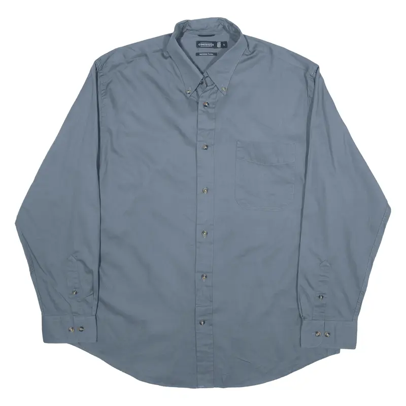 CONSENSUS Brushed Twill Plain Shirt Grey Long Sleeve Mens L