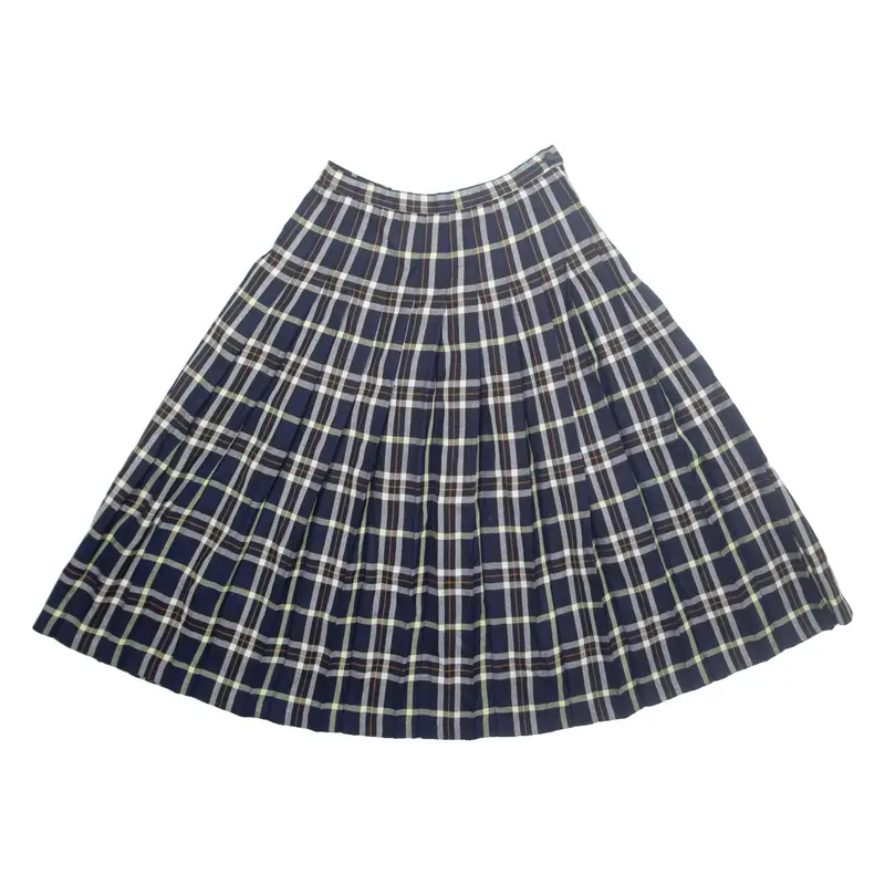 Womens Pleated Skirt Blue Midi Wool Check S