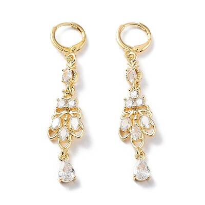 Rack Plating Golden Brass Dangle Leverback Earrings
