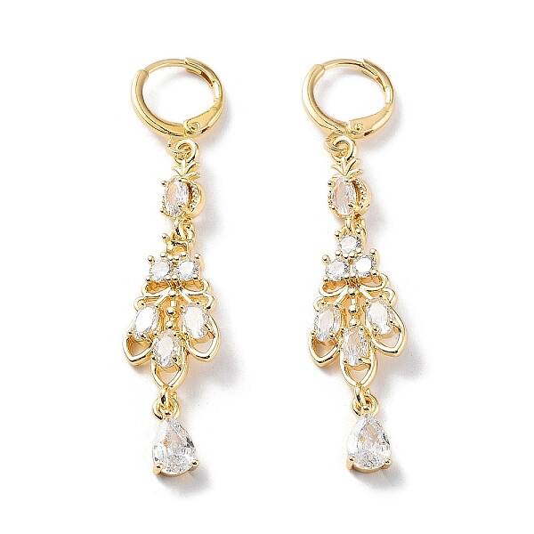Rack Plating Golden Brass Dangle Leverback Earrings
