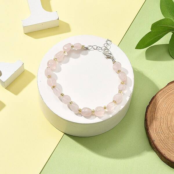 Natural Rose Quartz Beads Bracelets for Women