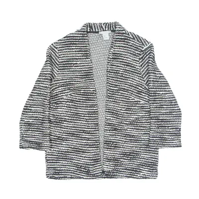 H&M Overcoat Knit Jacket Black Striped Womens S