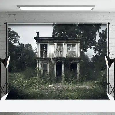 Horror Abandoned Building Outdoor Halloween Backdrop - Aperturee