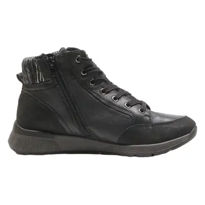 TAMARIS Lace-Up Boots Black Leather Womens UK 6.5