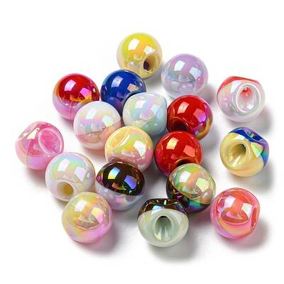 UV Plating Rainbow Iridescent Opaque Acrylic Beads