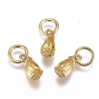 Brass Micro Pave Cubic Zirconia Charms
