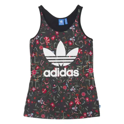 ADIDAS Floral Womens Vest Black Sleeveless UK 10