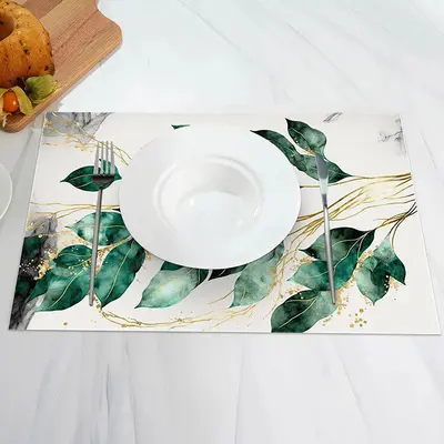 Vintage Greenery Marble Table Set Of 4 Placemats - Aperturee