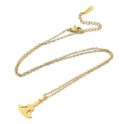 201 Stainless Steel Yoga Human Pendant Necklace with Cable Chains