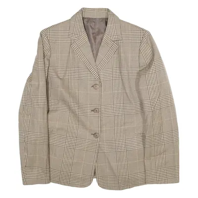 Womens Blazer Coat Brown Viscose Check M