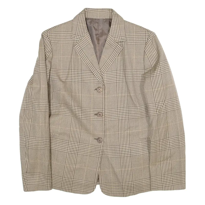 Womens Blazer Coat Brown Viscose Check M