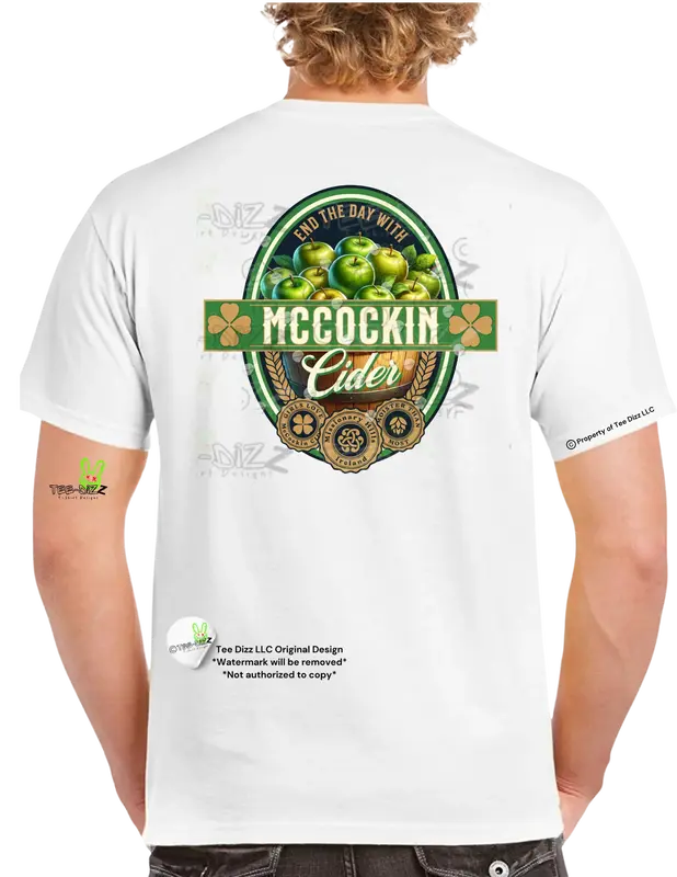 McCockin Cider Men's funny T-shirt- Crewneck humor Menswear Casual Tshirt