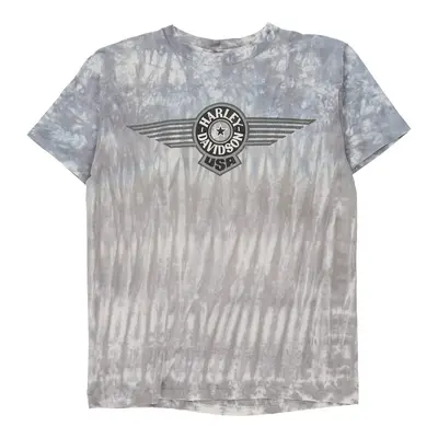 Valparaiso, Indiana Harley Davidson Tie-Dye T-Shirt - Large Grey Cotton