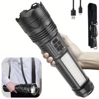 Rechargeable LED emergency convenient flashlight High Lumen:super bright tactical  with 8 modes, Fast charging Stargazing Pos...