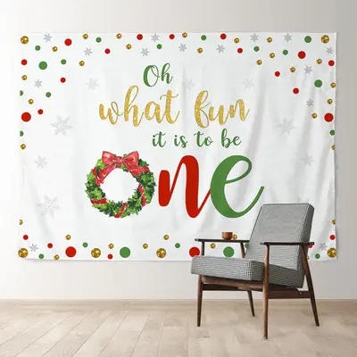 Aperturee Merry Christmas And Happy 1St Birthday Backdrop