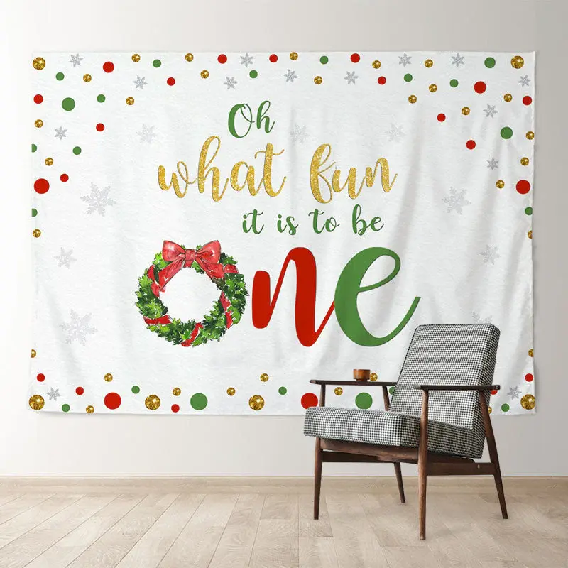 Aperturee Merry Christmas And Happy 1St Birthday Backdrop