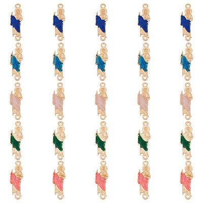 30Pcs 5 Colors Religion Zinc Alloy Enamel Connector Charms