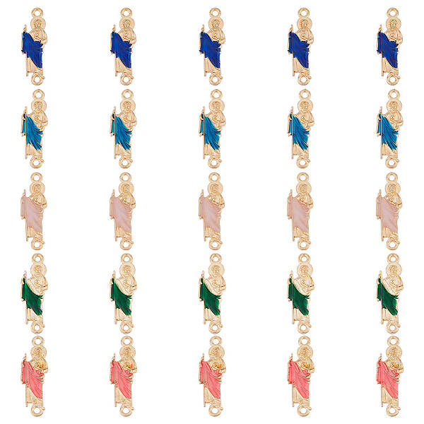 30Pcs 5 Colors Religion Zinc Alloy Enamel Connector Charms