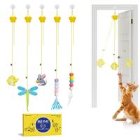 Potaroma Interactive Cat Feather Toys 5 Pcs, Cat Teaser Retractable, Hanging Cat Toys Indoor Kitten Play Chase Exercise, Ment...