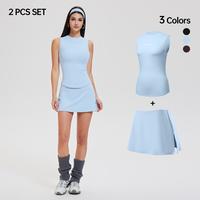 SEY Women's Solid Color Tank Top & Fashion Sports Skirt with short, Tennis Set, Golf Set, Summer Wear, Sporty Minimalis Class...