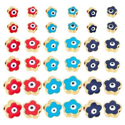 36Pcs 9 Style Rack Plating Alloy Enamel Beads