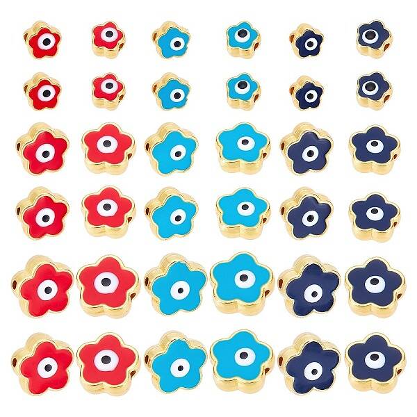36Pcs 9 Style Rack Plating Alloy Enamel Beads
