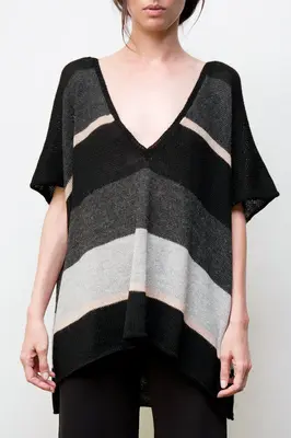 wayne alpaca striped tunic - black w/stripes | Size: one size