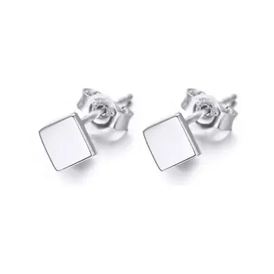 18K White Gold Plated Square Stud Earrings