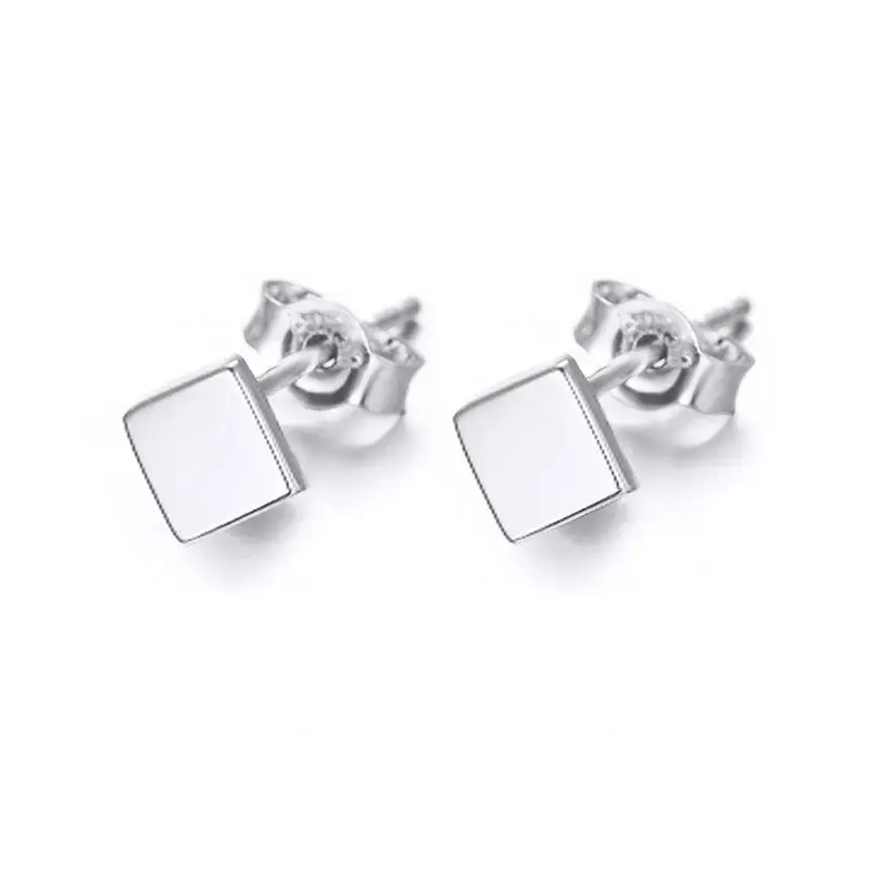 18K White Gold Plated Square Stud Earrings