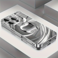 Technological Silver Silk Apple Pattern Electroplated Glass Phone Case Compatible with iPhone 16/15/14/13/12/11 Pro Max/Plus,...