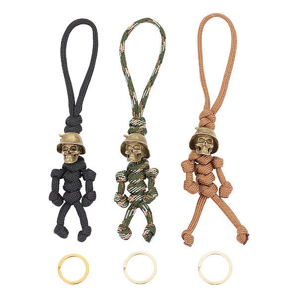 3Pcs 3 Colors Polypropylene Braided Corn Knot Keychain