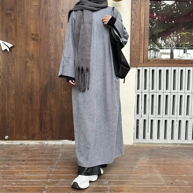 Cozy Corduroy Winter Khalisa Abaya With Pockets (NCA003) Fit Modesty