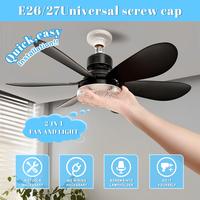 Socket Fan Light for Summer with Remote E26 E27 Low Profile Ceiling Fan Light 3 Color Temps 3000K to 6500K Quiet LED Flush Mo...