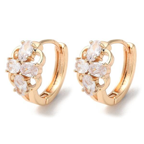 Rack Plating Brass Micro Pave Cubic Zirconia Hoop Earrings