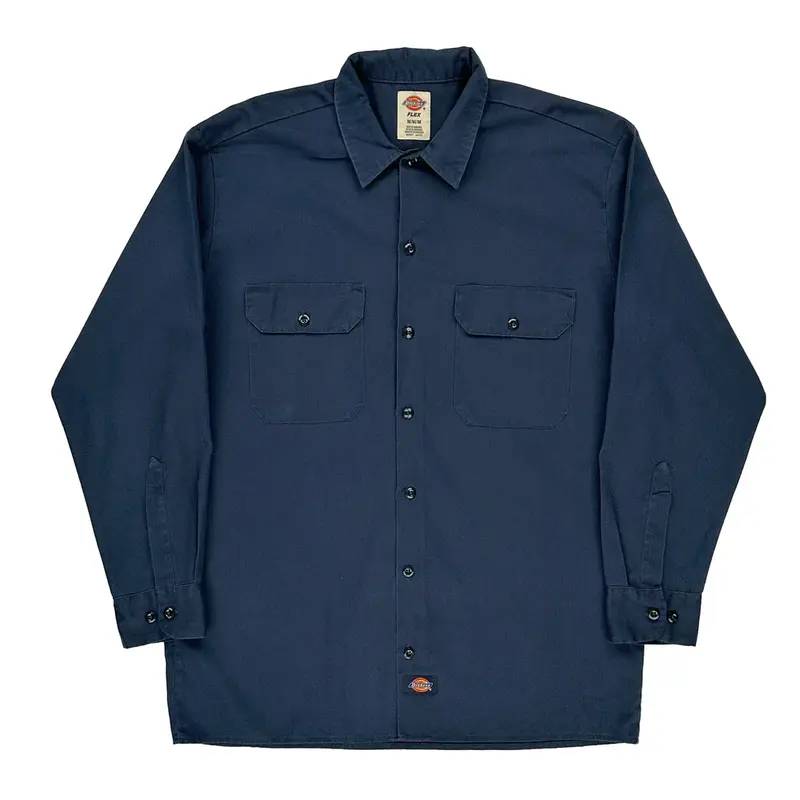 Flex Dickies Shirt - Medium Navy Cotton Blend
