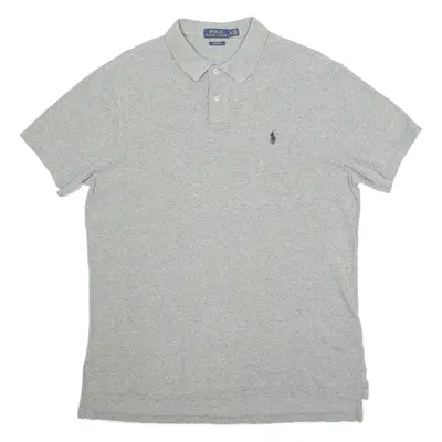 POLO RALPH LAUREN Custom Fit Mens Polo Shirt Grey XL