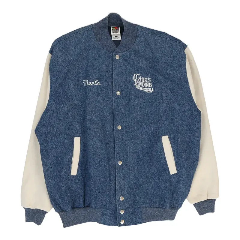 Clark's Landing Restaurant Fruit Of The Loom Varsity Jacket - XL Blue Cotton