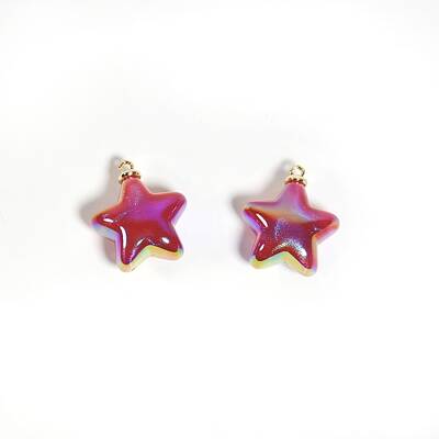 10Pcs UV Plated Iridescent Opaque Resin Pendants