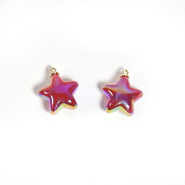 10Pcs UV Plated Iridescent Opaque Resin Pendants