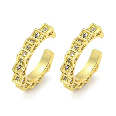 Brass Micro Pave Clear Cubic Zirconia Cuff Earrings for Women