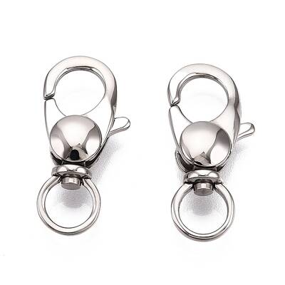 Tarnish Resistant Polished 316 Surgical Stainless Steel Lobster Claw Swivel Clasps