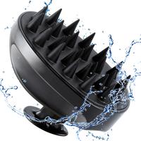 Black shampoo brush scalp scrubber for stress relief, hair growth, and relaxation in the shower. Suitable for women, men, and...