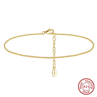 925 Sterling Silver Ball Chain Anklet