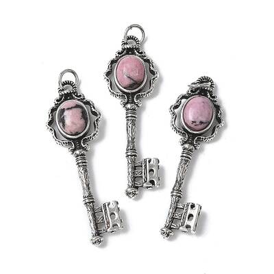 Key Brass Natural Rhodonite Big Pendants