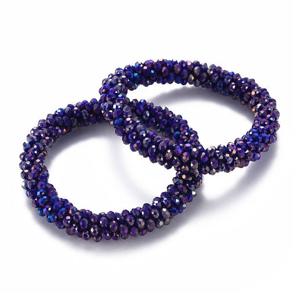 AB Color Plated Faceted Opaque Glass Beads Stretch Bracelets